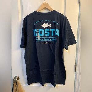 Men’s Costa Del Mar Navy Graphic T-Shirt Fishing Shirt Catch release Repeat New